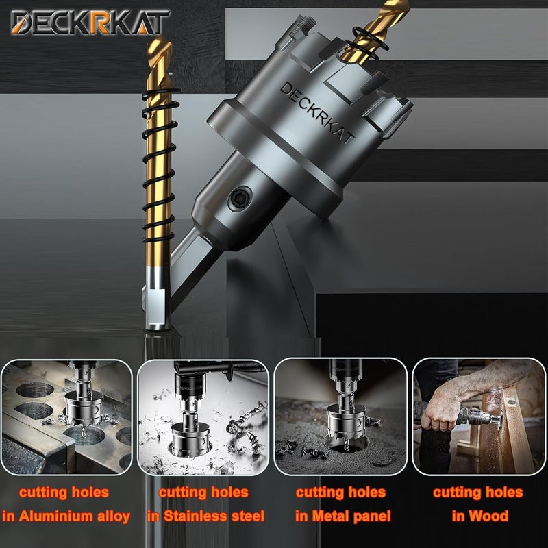 DECKRKAT 3-1/2" TCT Hole Saw for Hard Metal, Heavy Duty 90mm Tungsten Carbide Tipped Hole Cutter with Spring-Loaded Pilot Drill Bit for Stainless Steel, Metal, Iron, and Plastic. - Image 5